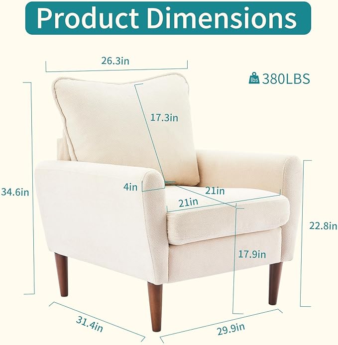 OLIXIS Comfy Accent Chair for Living Room Bedroom and Waiting Room, Upholstered - Image 2