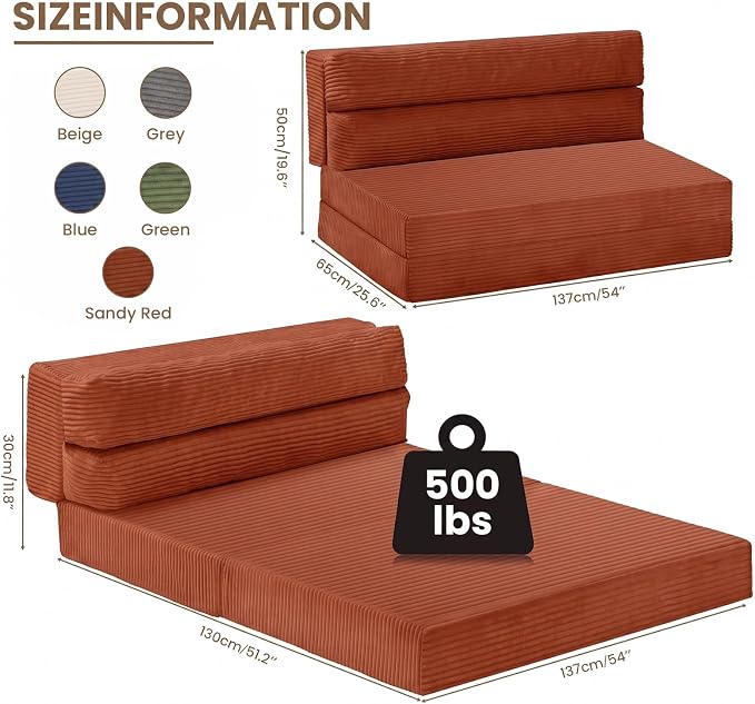 JUIKURY Folding Sofa Bed, Convertible Sleeper Chair - Image 2