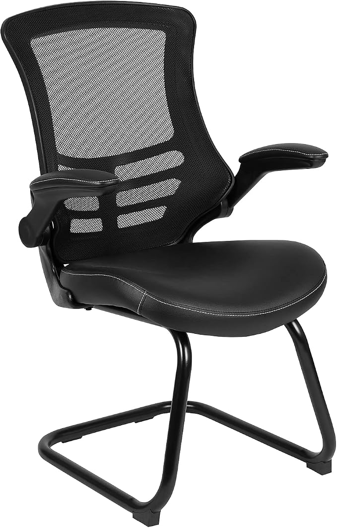 Flash Furniture Kelista Black Mesh Sled Base Side Reception Chair by FlashFurniture