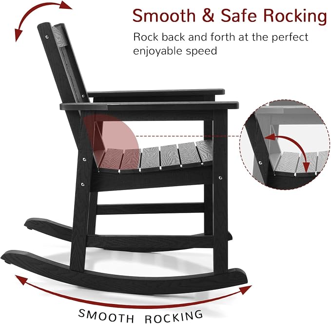 Stoog Low Back Patio Rocking Chair – Heavy Duty 400 lbs Capacity Outdoor Rocker - Image 6