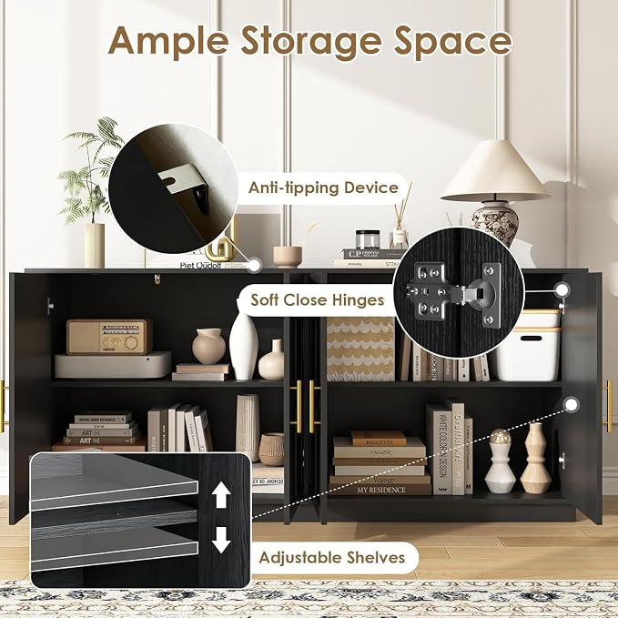 67'' Modern TV Stand for TVs up to 75'', Modern Long Media Console - Image 3