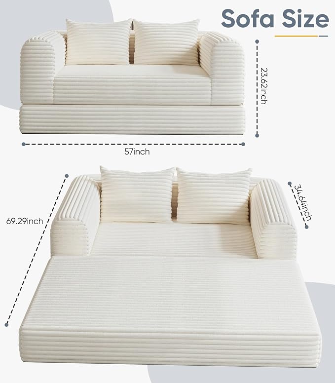 Versatile 2 in1 Loveseat Armchair Couch Convertible Boneless Chaise Lounge - Image 2