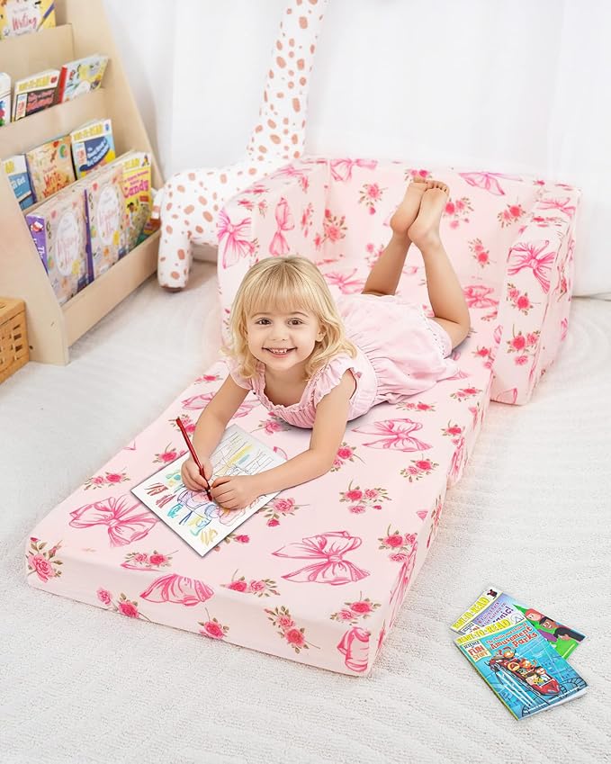 Kids Couch, 2-in-1 Kids Fold Out Couch, Convertible Sofa to Lounger - Image 9