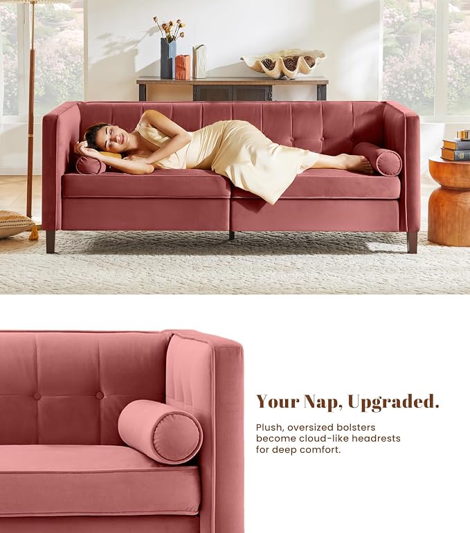 Dreamsir 78'' W Velvet Sofa, Mid-Century Love Seats Sofa Furniture - Image 3