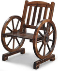 VINGLI Rustic Wooden Wheel Bench Outdoor Bench, Patio Bench Wagon Slatted Seat by VINGLI