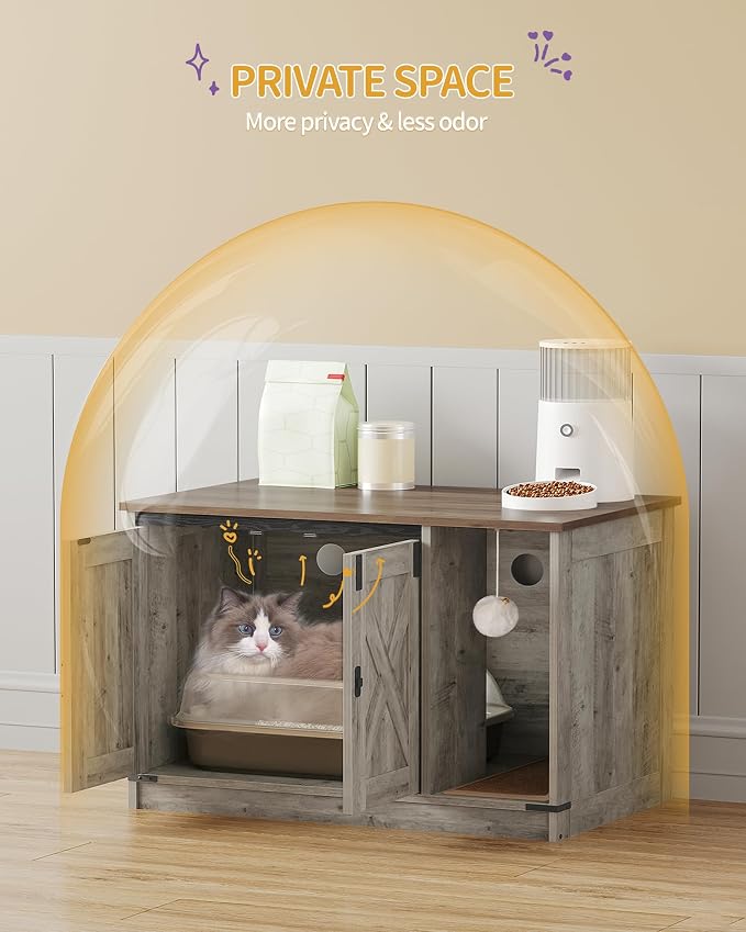 Hzuaneri Cat Litter Box Enclosure, Hidden Litter Box Cabinet Furniture - Image 6