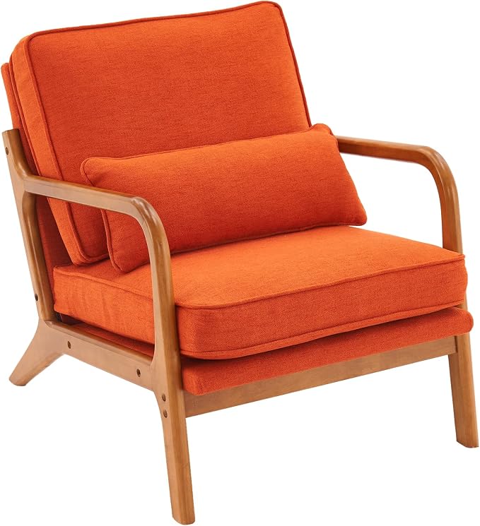 Bonnlo Burnt Orange Accent Chairs Set of 2, Upholstered Mid Century Modern - Image 10