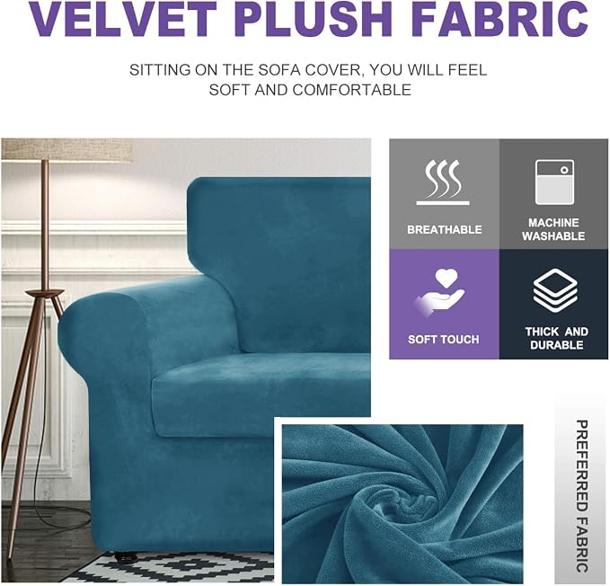 ZNSAYOTX Oversized Velvet 3 Piece Couch Cover - Image 3