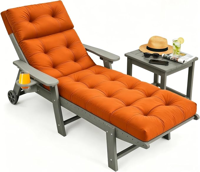 Outdoor Chaise Lounge Cushion, Waterproof 74.4x22x4.7 Inch Thick Cotton Filled by PALHMLIY%E2%80%93ElevateYourEscape