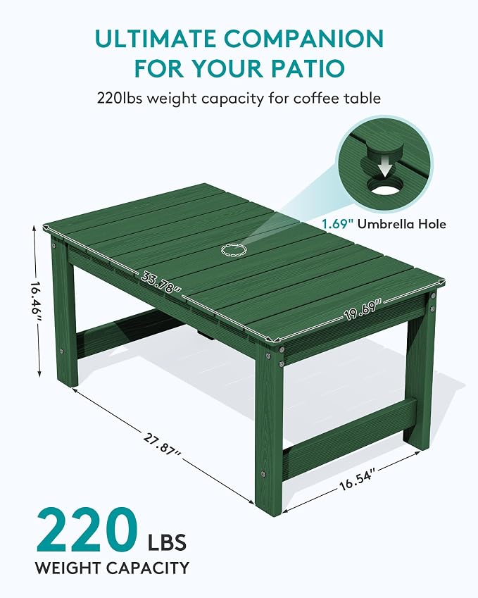 SERWALL 3 Pieces Patio Adirondack Bench Set, 2 Folding Adirondack Bench & 1 - Image 3