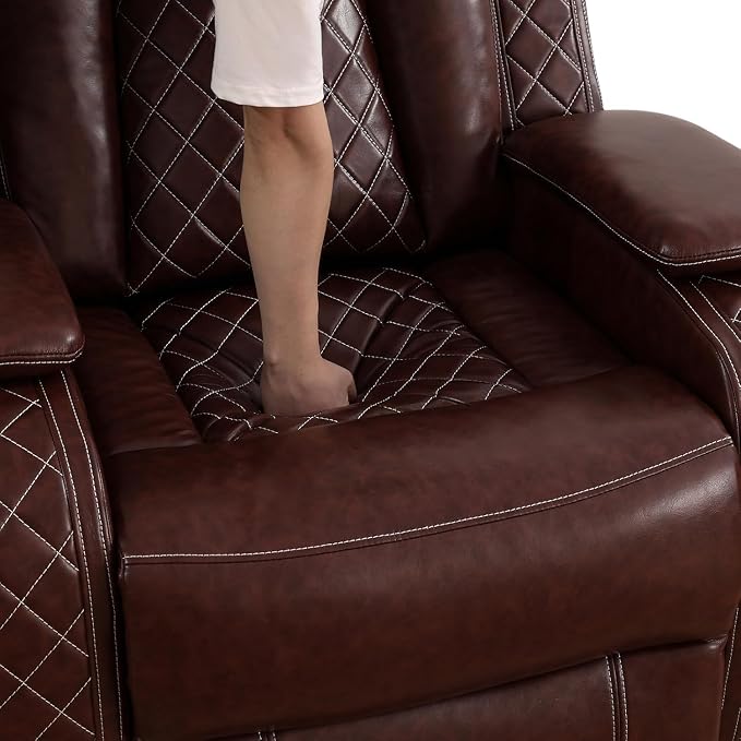Power Recliner Sofa with LED Lights, Leather Power Reclining Sofa, Living Room - Image 4