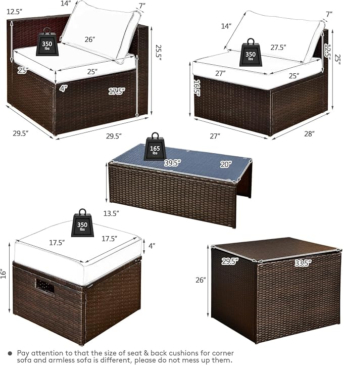 Tangkula 8 Piece Patio Furniture Set, Patiojoy Outdoor Space Saving PE Rattan - Image 4