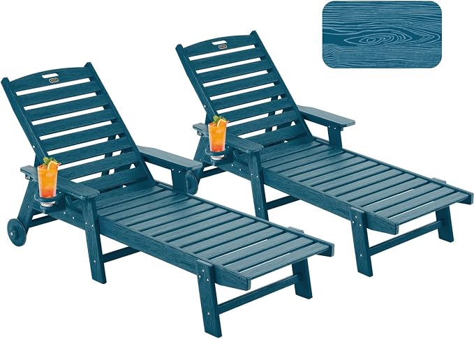 Patio Chaise Lounge Chair Set of 2, Oversize Lounge Chairs by Serique