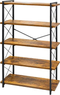 HCHQHS Bookshelf, 5-Tier Industrial Bookcase, Rustic Open Book Shelf, by HCHQHS