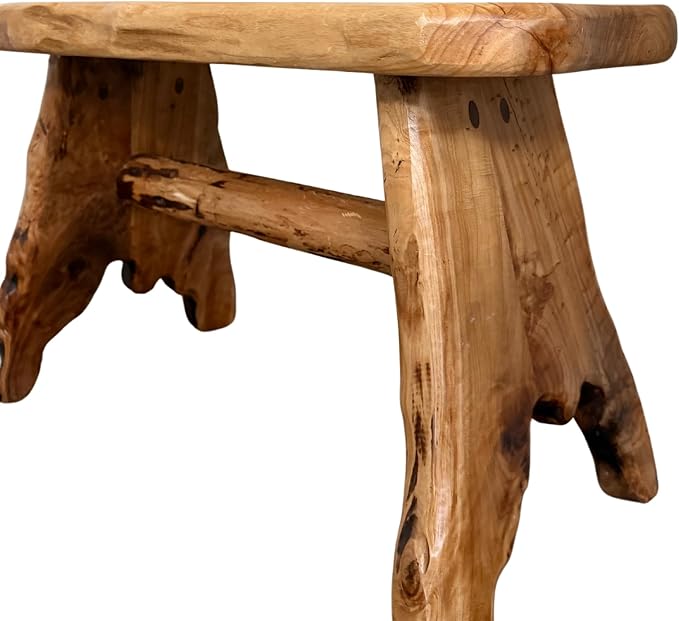 Natural Edge Cedar Wood Tree Stump Indoor/Outdoor Stool, Garden Bench, Night - Image 3