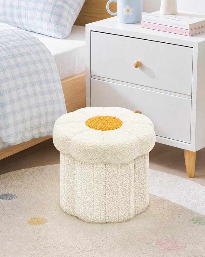 B FSOBEIIALEO Storage Ottoman Foldable, Sunflower Shaped Small Footrest - Image 6