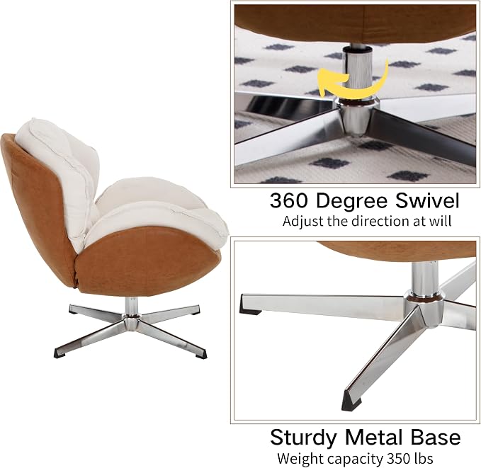 BESTANO Swivel Accent Chair, Chenille Upholstered Modern Living Room Chair - Image 5