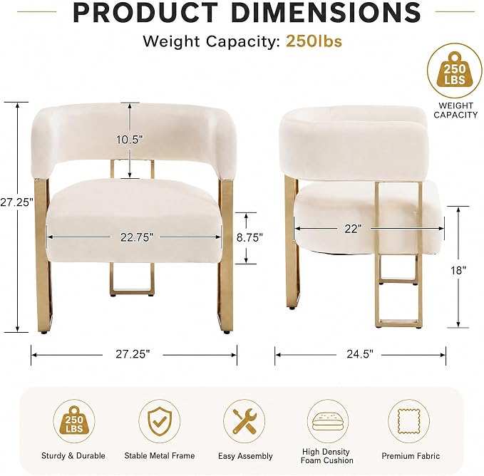 Modern Barrel Accent Chairs Set of 2, Living Room Side Chairs - Image 2