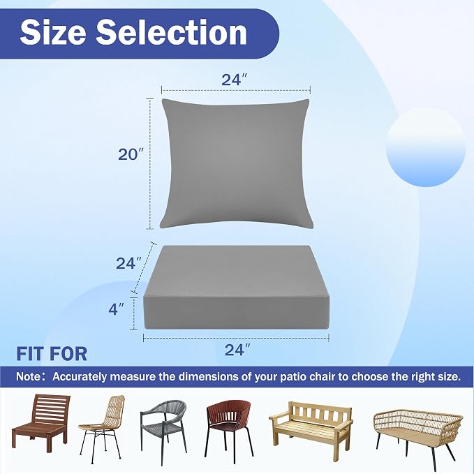 IASEAHK Outdoor Seat Cushion Set, Waterproof & Fade Resistant Patio Chair - Image 2