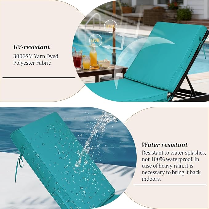 72x21x4in Lounge Cushions for Outdoor Furniture, Outdoor Lounge Chair Cushions - Image 4