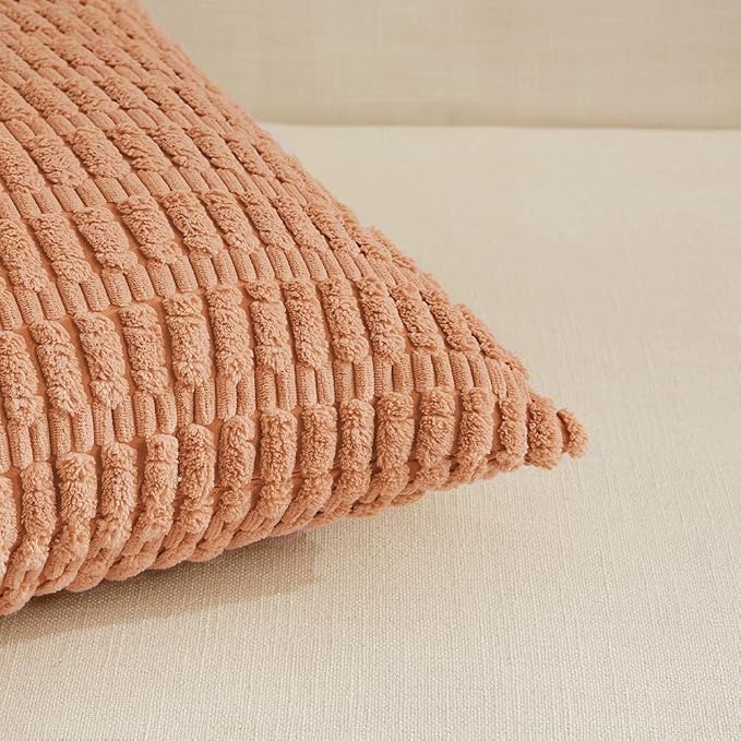 Fancy Homi 4 Packs Peach Decorative Throw Pillow Covers 24x24 Inch - Image 4