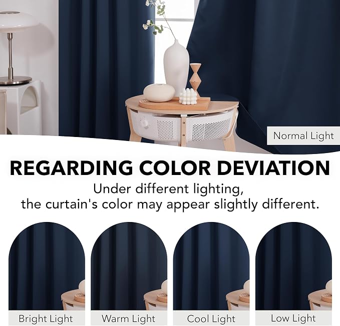 Deconovo Blackout Curtains, Thermal Insulated, W42 x L84 2 Panels, Back Tab - Image 6
