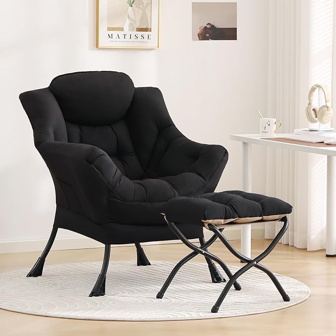 Tiita Lazy Chair with Ottoman, Comfy Leisure Sofa Armchair with Ottoman - Image 8