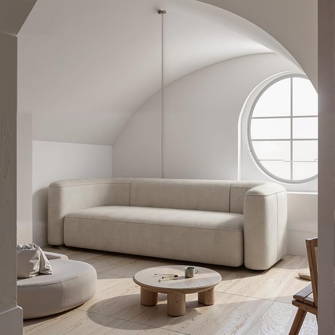 Acanva Luxury Modern Tight Curved Back Velvet Sofa, Minimalist Style Comfy Couch - Image 5