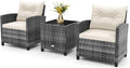 HAPPYGRILL 3 Pieces Patio Conversation Set PE Rattan Outdoor Furniture Sofa Set by HAPPYGRILL