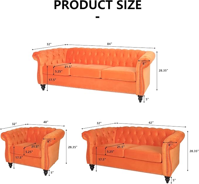 AVZEAR Chesterfield Loveseat, Modern Velvet Sofa Tufted Couch 2 Seater - Image 2