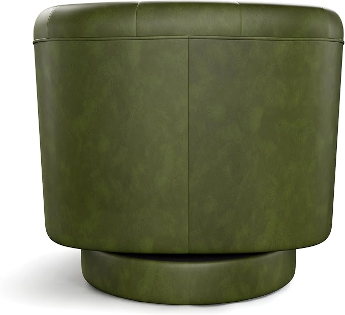 Swivel Barrel Accent Chairs Set of 2, Round Nailhead Faux Leather Living Room - Image 9