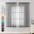 OVZME 2 Panels Sheer Curtains 63 Inches Long Rod Pocket Light Weight Soft Voile by OVZME