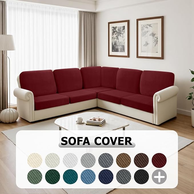 Arfntevss Velvet Sectional Couch Covers L Shape Couch Cushion Covers Slipcovers - Image 7