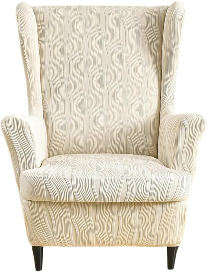 KRFOONN Stretch Wing Chair Slipcovers Printed 2 Piece Wingback Chair Covers by KRFOONN