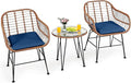 Tangkula 3 Pieces Patio Conversation Bistro Set, Outdoor Wicker Furniture by TANGKULA