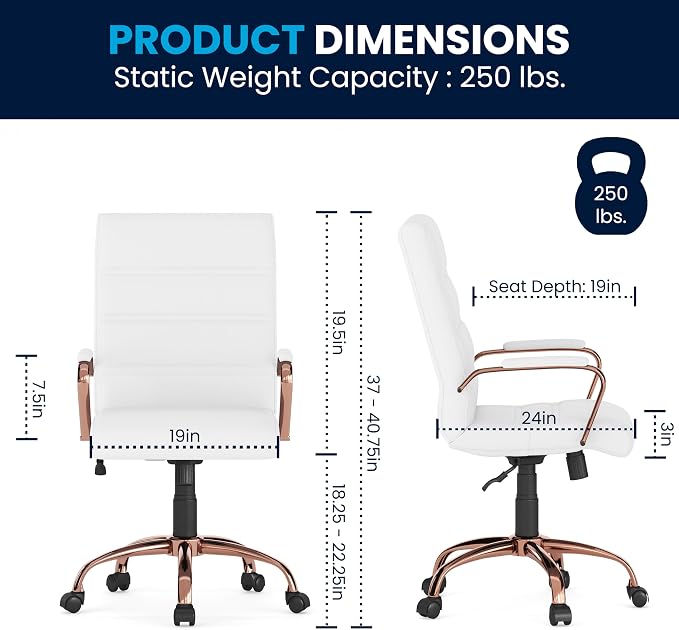 Flash Furniture Whitney Mid-Back Swivel LeatherSoft Desk Chair - Image 3
