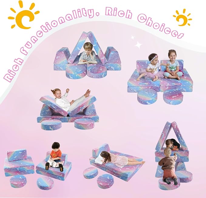MeMoreCool Kids Modular Play Couch, 8-Piece Foam Toddler Couch Set - Image 5