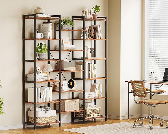 Casaottima Triple 6 Tier Bookshelf, Large Bookcase - Image 3