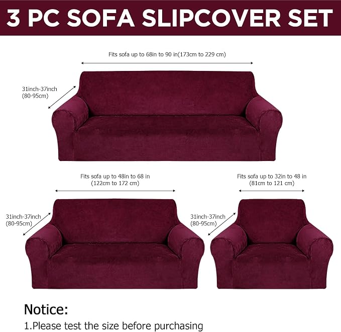 Peryiter 3 Pcs Couch and Loveseat Covers Set Sofa Cover - Image 2