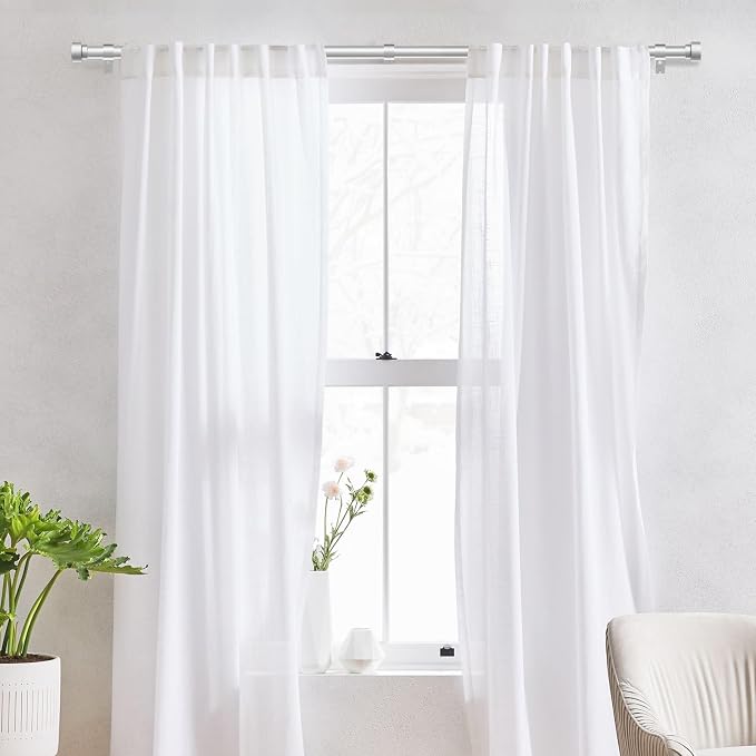 IFELS Heavy Duty Curtain Rods for Windows 66 to 120 Inch, 1 Inch Silver Window - Image 2
