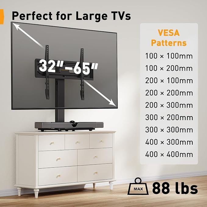 Perlegear Table Top TV Stand Mount, Universal Swivel TV Stand - Image 2