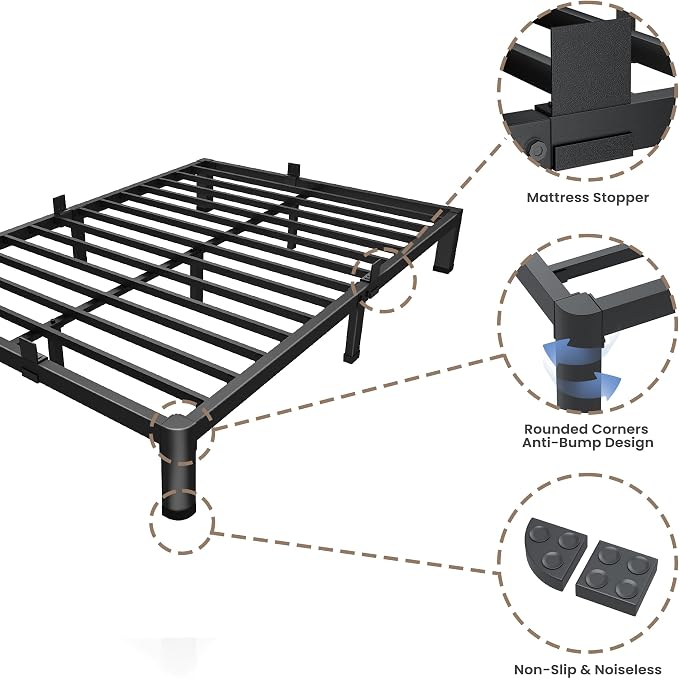 ROIL 4 inch Metal Queen Bed Frame - Image 5