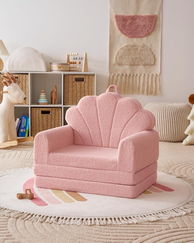 Blissful Diary Kids Couch, 2-in-1 Soft Toddler Couch Fold Out, Toddler Chair - Image 8