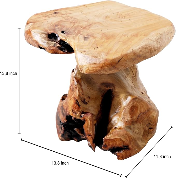 13.8" Cedar Stump Stool, Natural Wooden Side Table, Plant Stool, Live Edge - Image 3