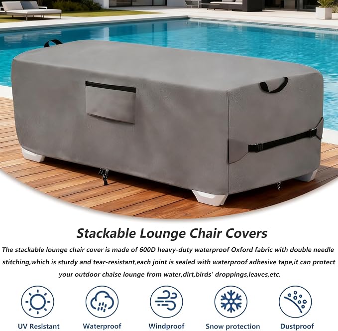 600D Heavy Duty Outdoor Waterproof Lounge Chair Cover - Image 5