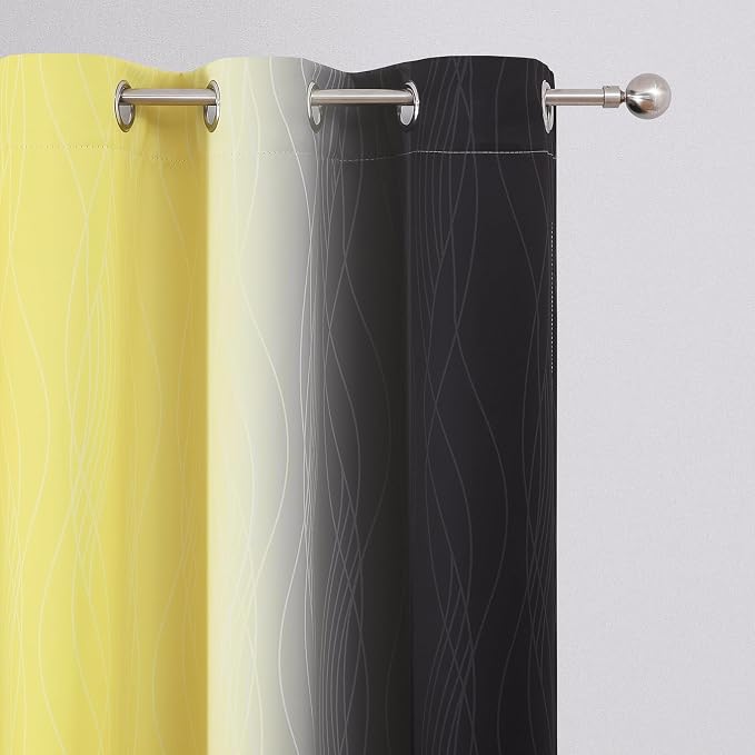 Estelar Textiler Yellow and Black Ombre Blackout Curtains - Image 4