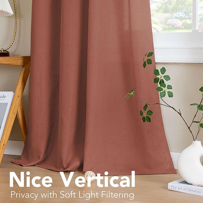 H.VERSAILTEX Living Room Linen Curtains Semi Sheer Curtains Nickel Grommet - Image 7