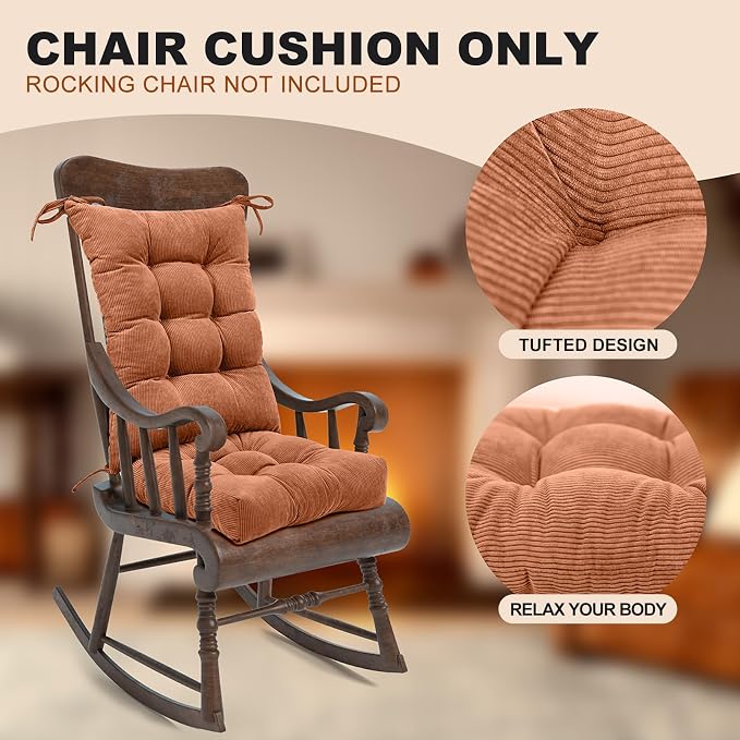 Lokex Rocking Chair Cushion Only, Tufted Non-Slip Comfortable Rocking Chair - Image 3