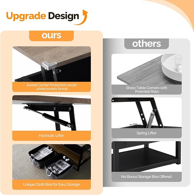 VINGLI 36" Lift Top Coffee Table - Image 4