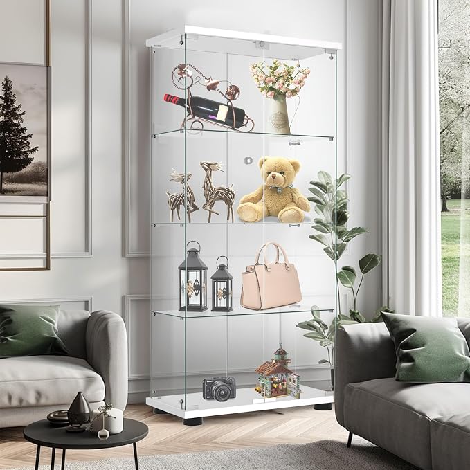 Display Cabinet with Glass Door and Lock, 4-Shelf Fast Installation in 30 Mins - Image 5